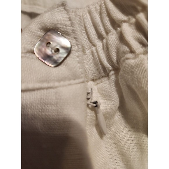 20 South White‎ Linen Pants Elastic Waist Slacks Women's 10 Size 28 Inch Waist - Picture 3 of 4